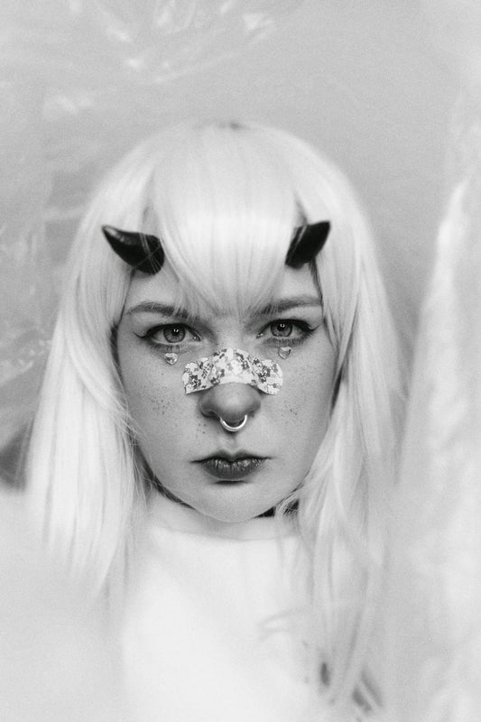 a person with a face mask