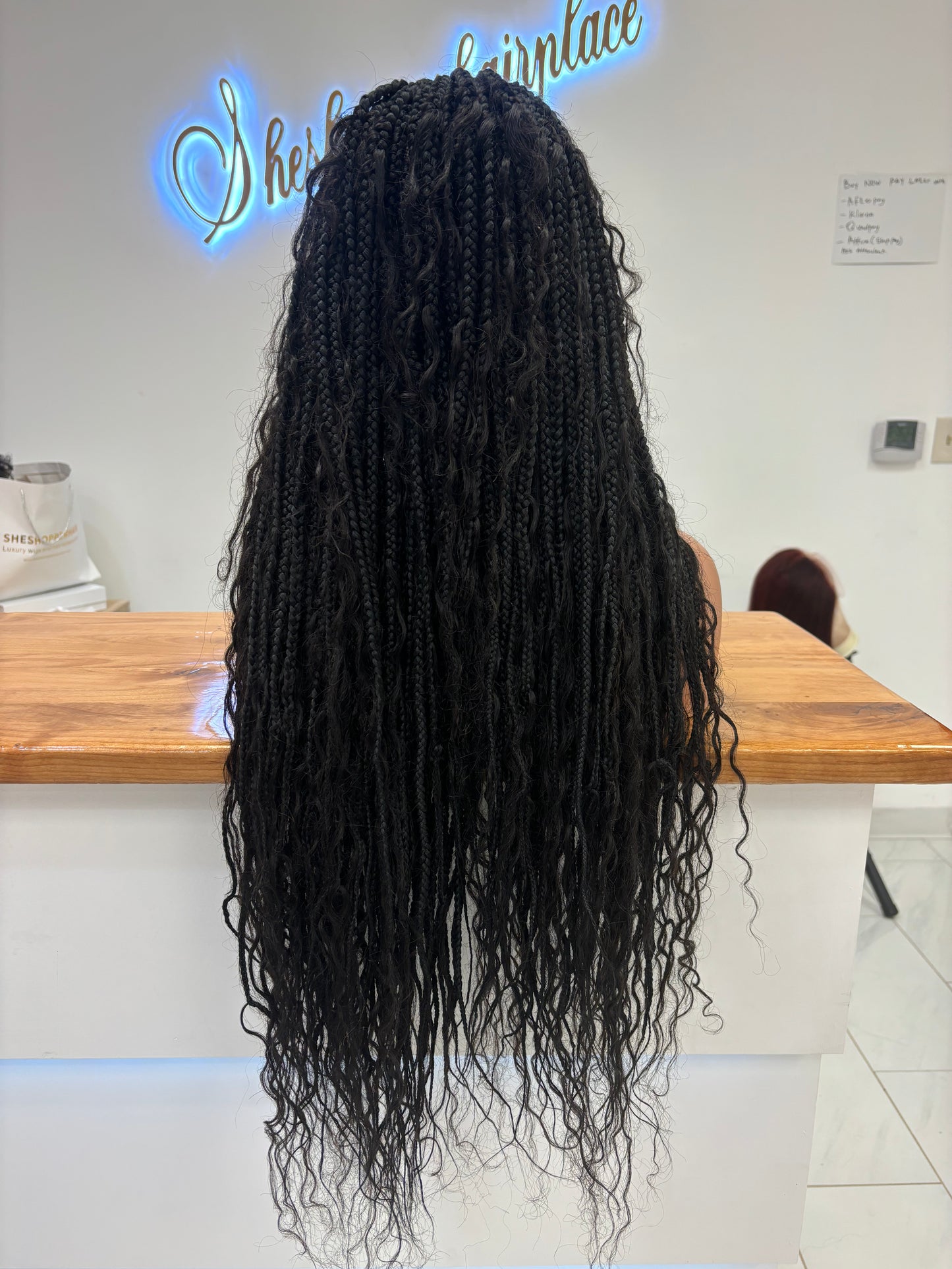 Boho human hair medium knotless wig