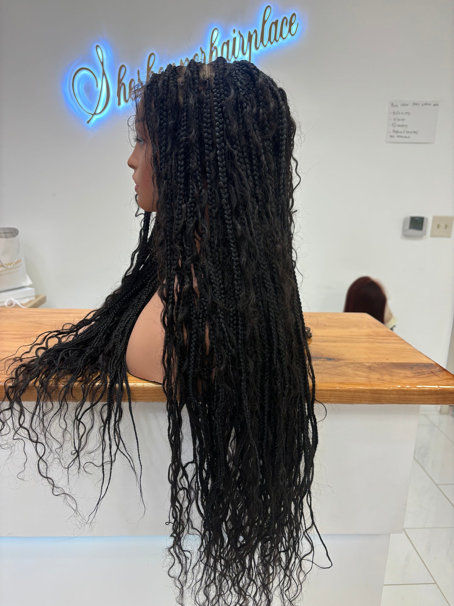 Boho human hair medium knotless wig