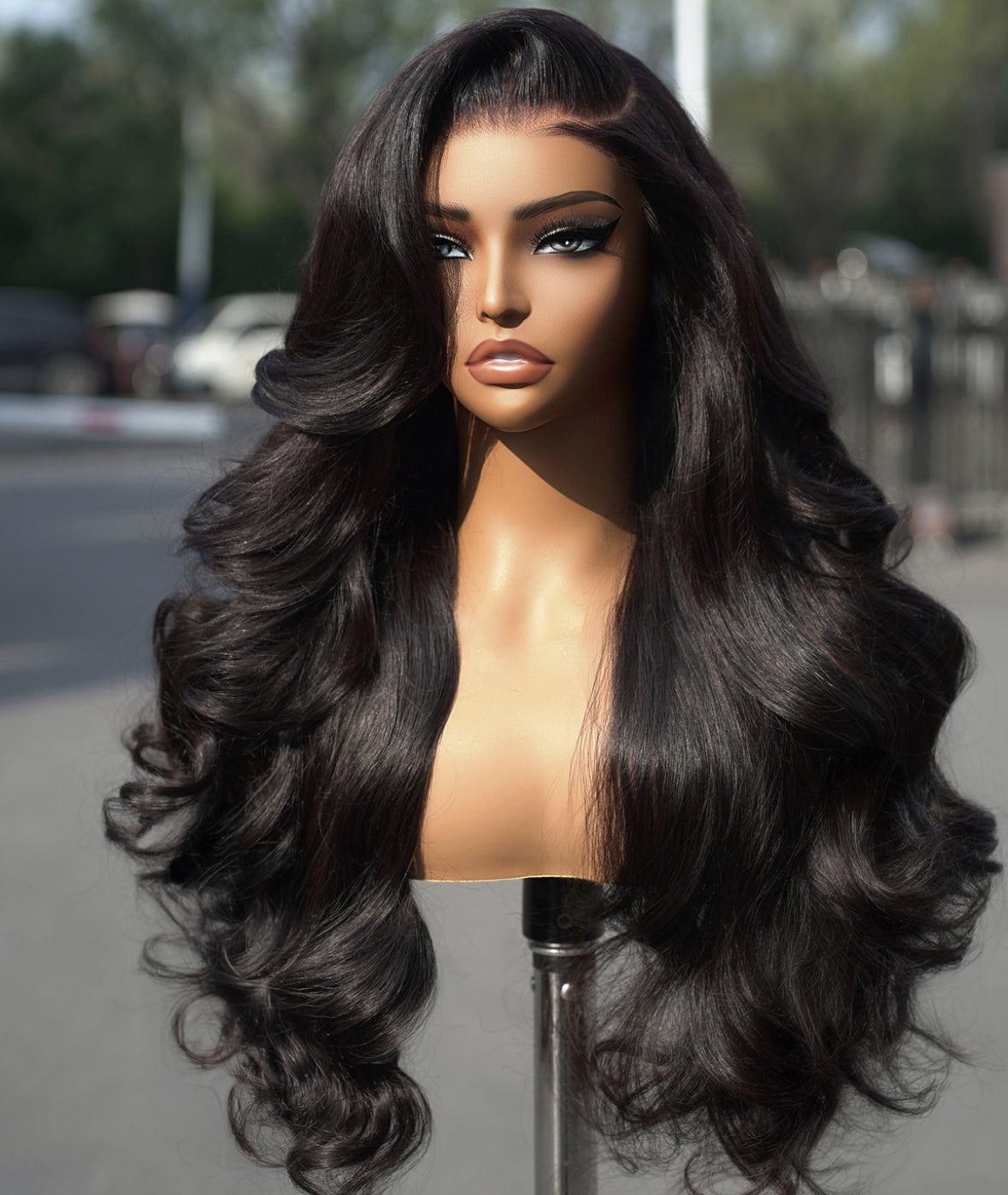 Hd lace body wavy frontal natural black wig