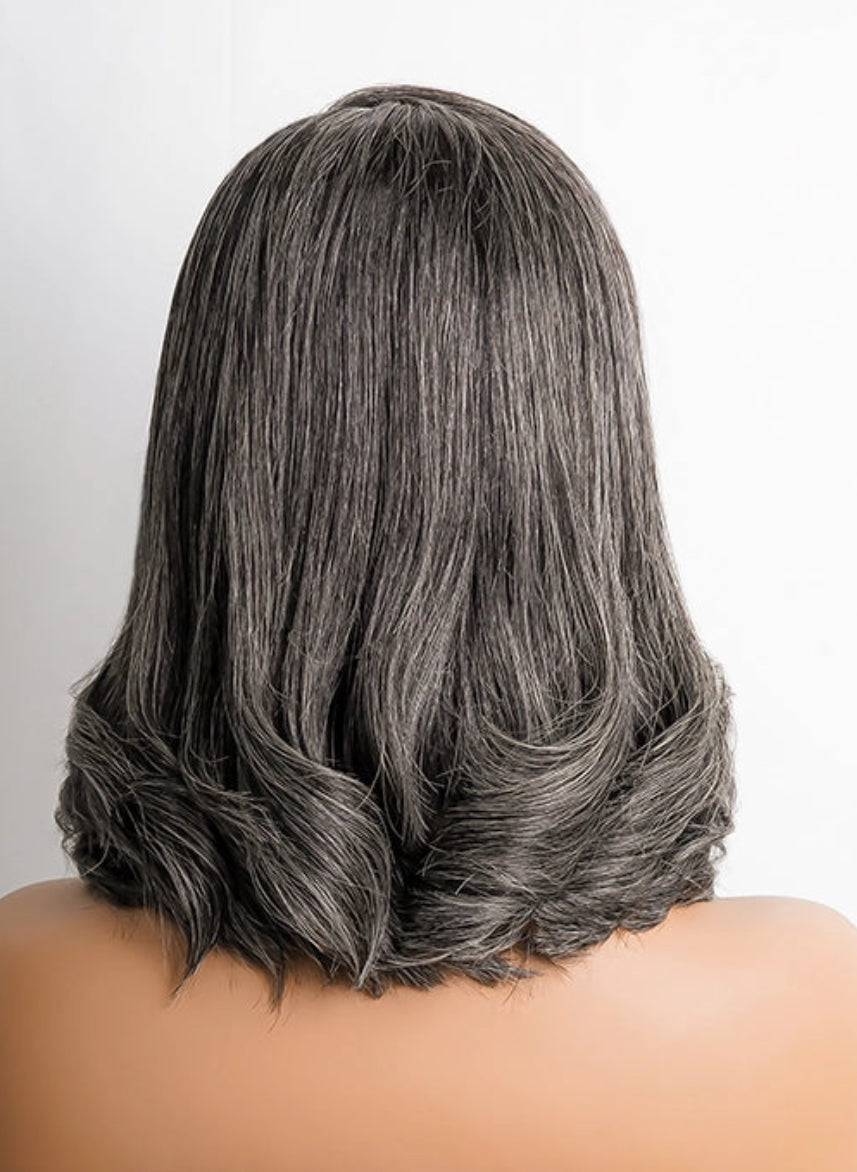 Medium salt and pepper human hair bob