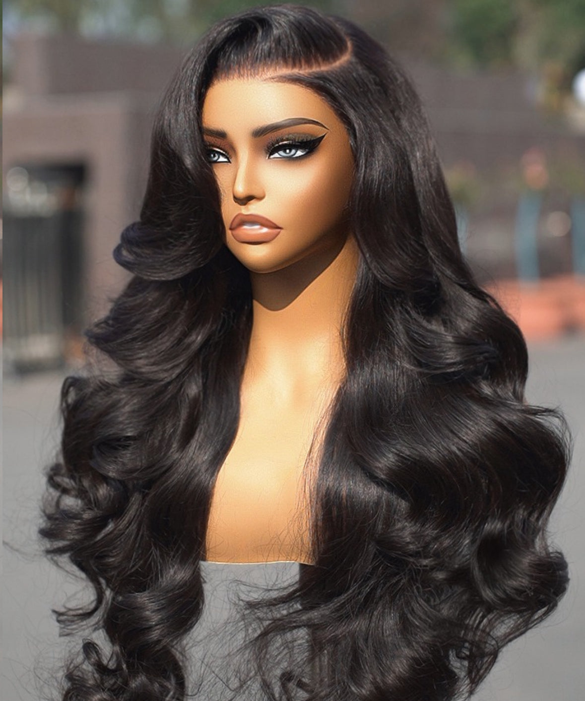 Hd lace body wavy frontal natural black wig
