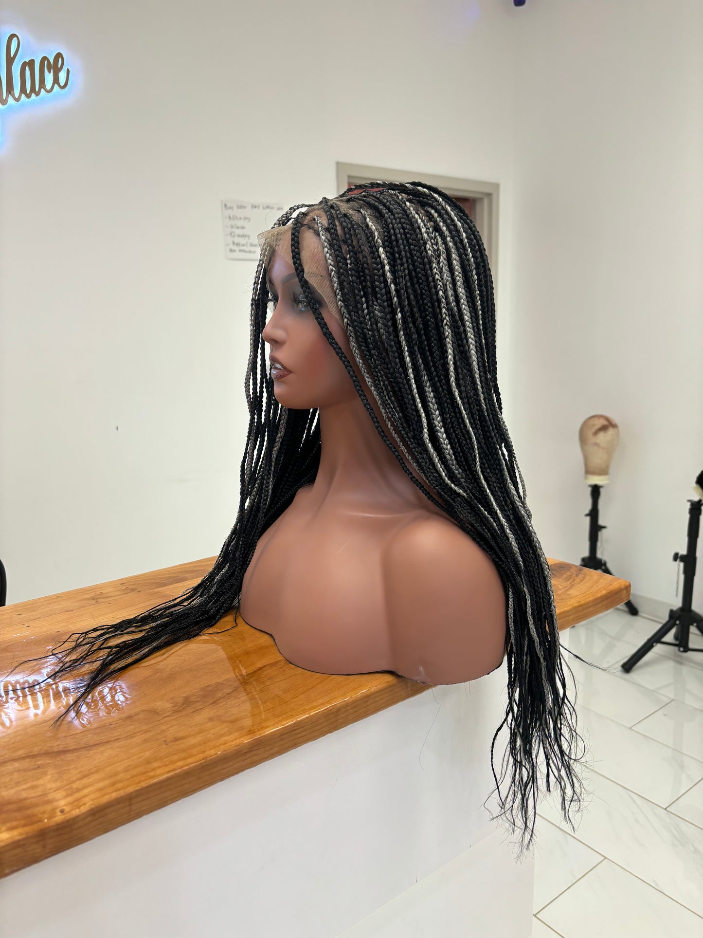 cs-Knotless braids with grey highlights