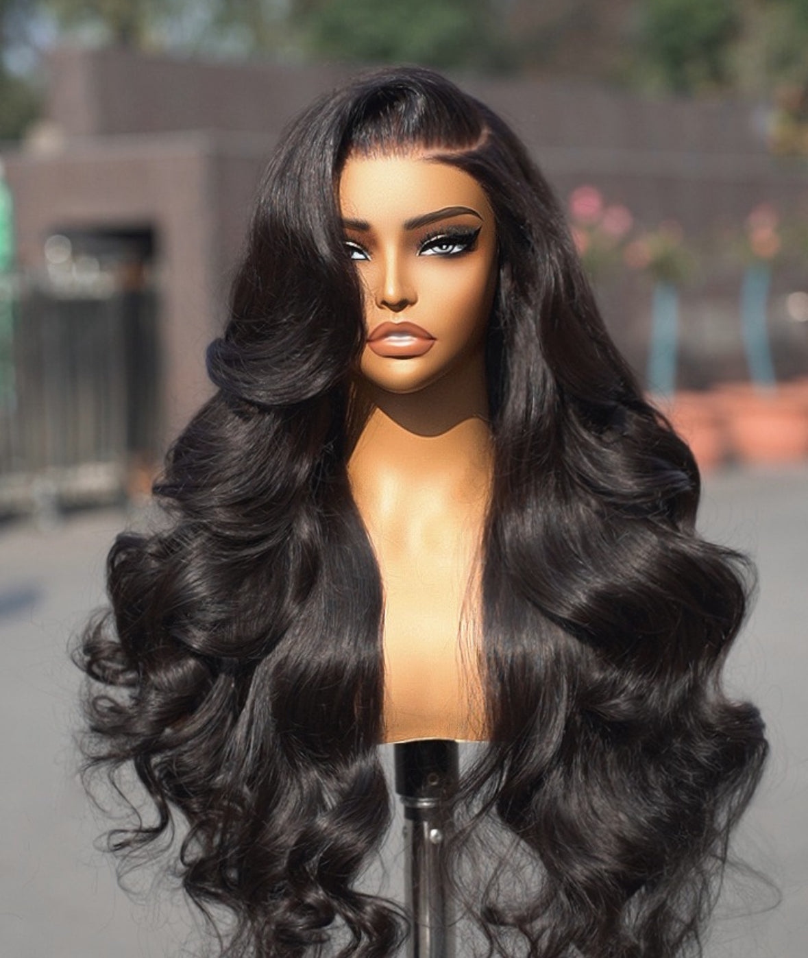 Hd lace body wavy frontal natural black wig