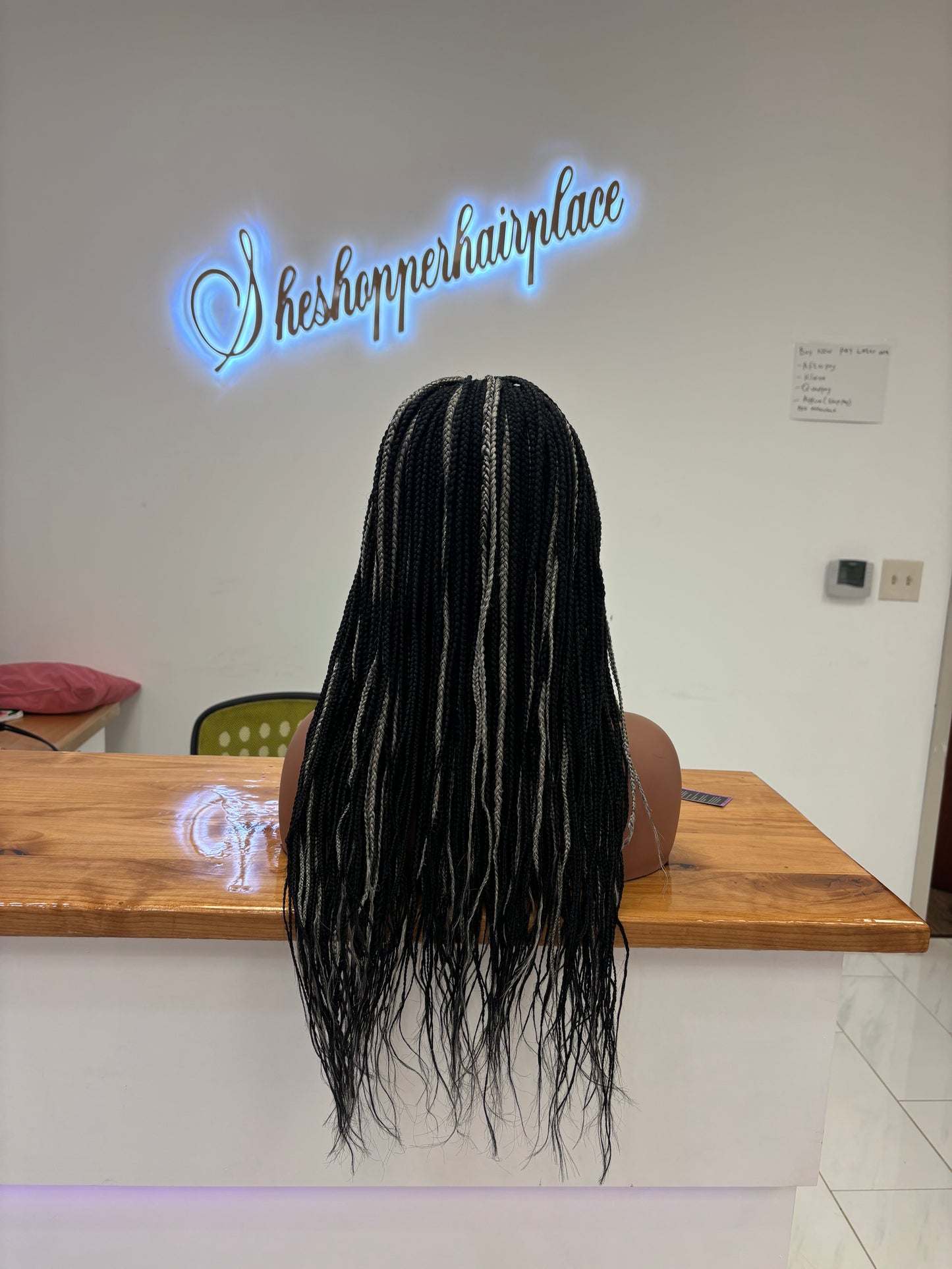cs-Knotless braids with grey highlights