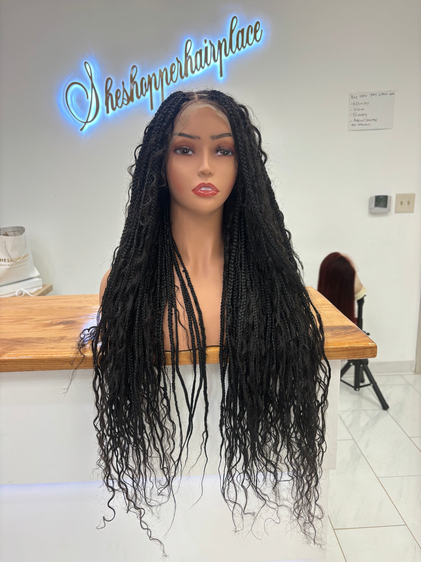 Boho human hair medium knotless wig