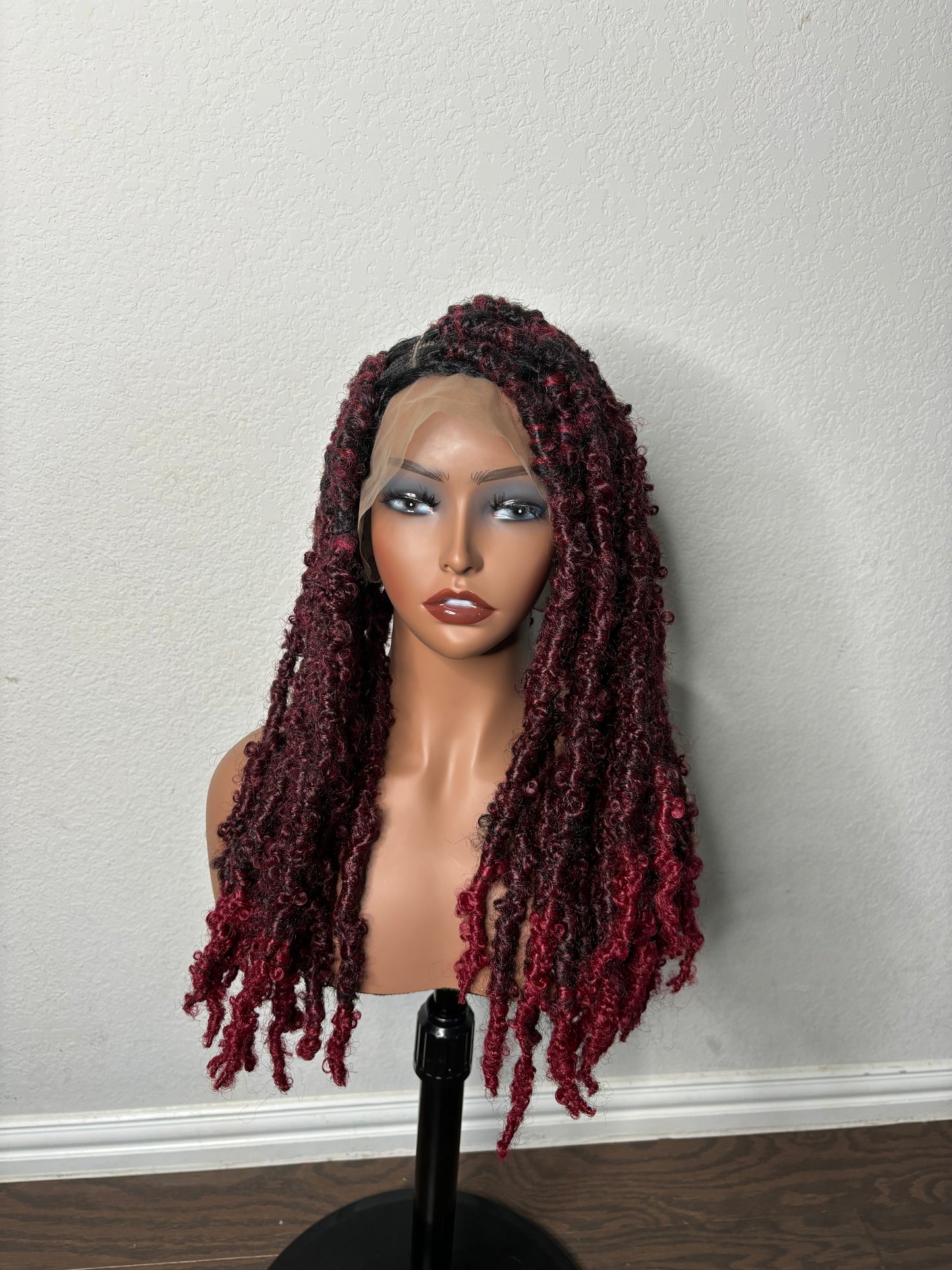Burgundy butterfly locs