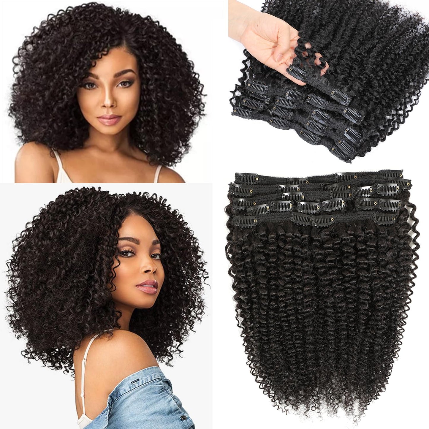 Natural Kinky curly clip ins