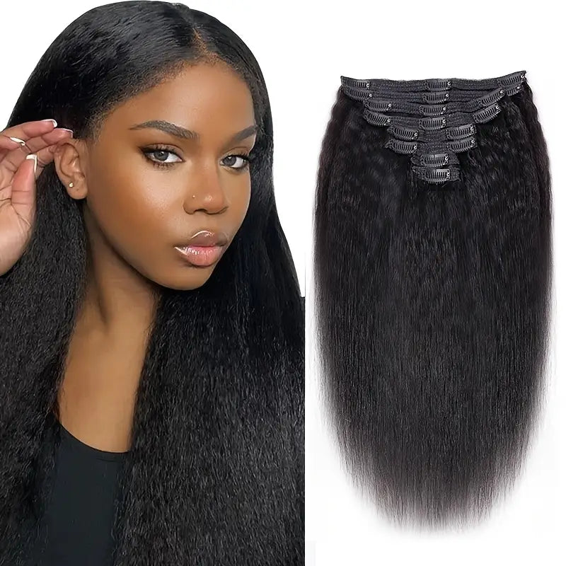 Kinky blow out seamless clip ins