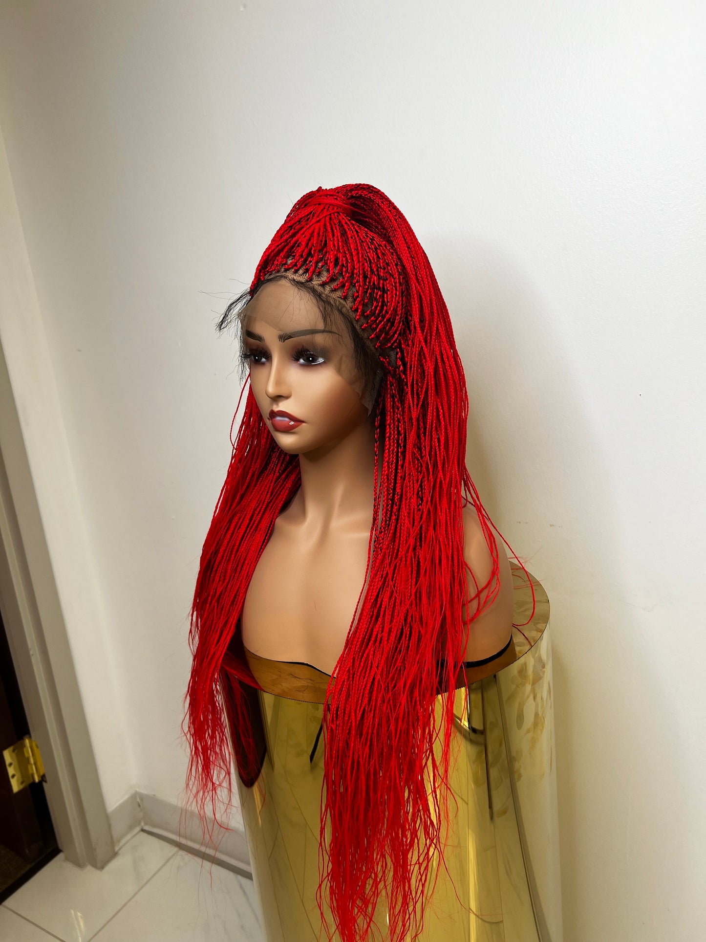 Full lace red micro braids
