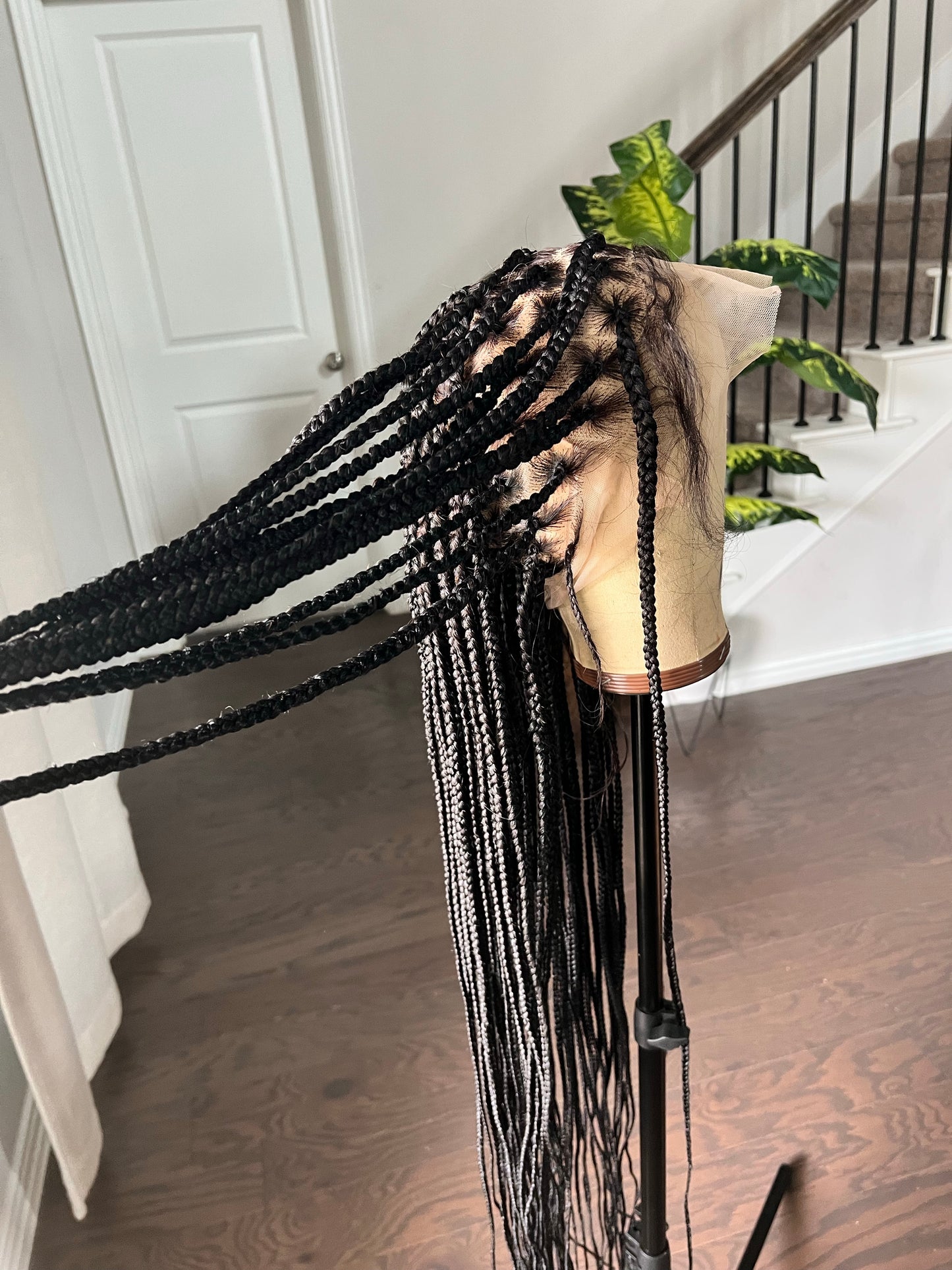 Knee length medium knotless full lace 1b - sheshopperhairplace LLC