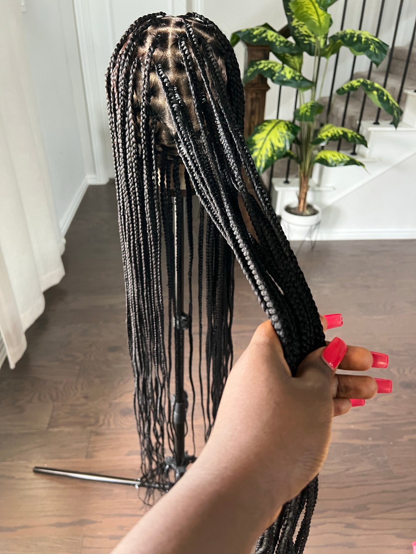 Knee length medium knotless full lace 1b - sheshopperhairplace LLC
