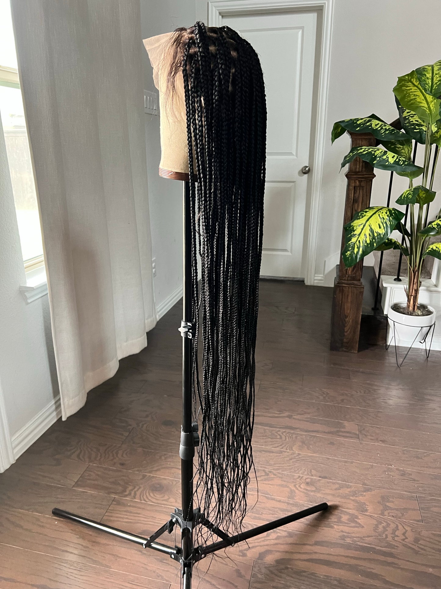 Knee length medium knotless full lace 1b - sheshopperhairplace LLC