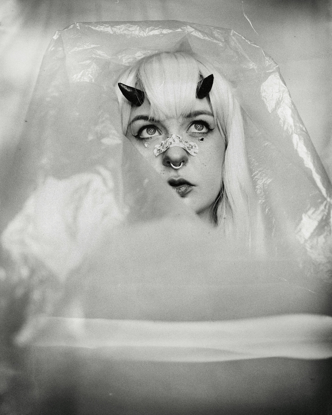 a woman's face in a bubble
