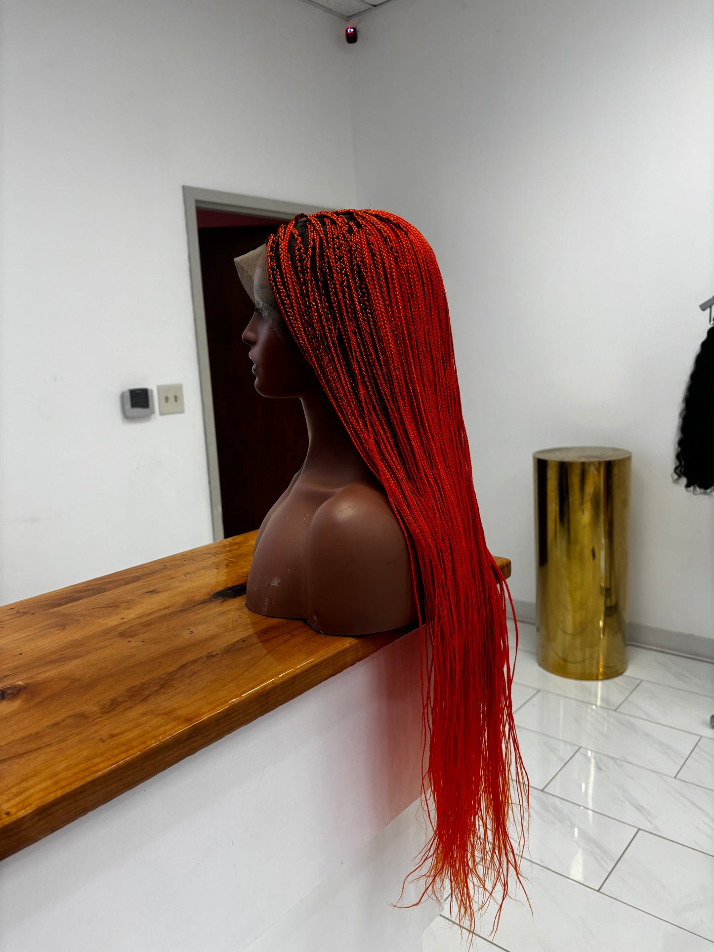 Red micro braids full lace