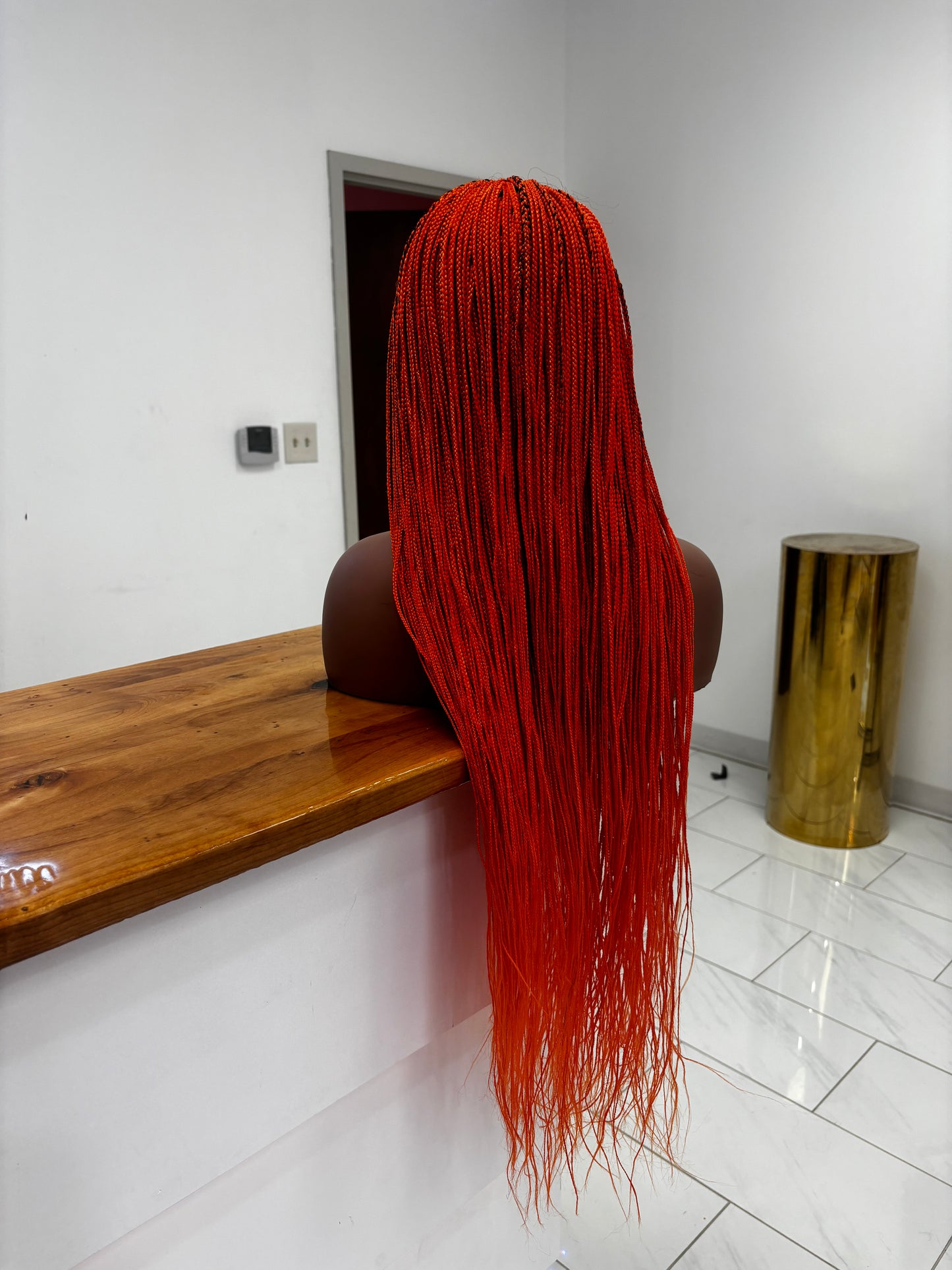 Red micro braids full lace