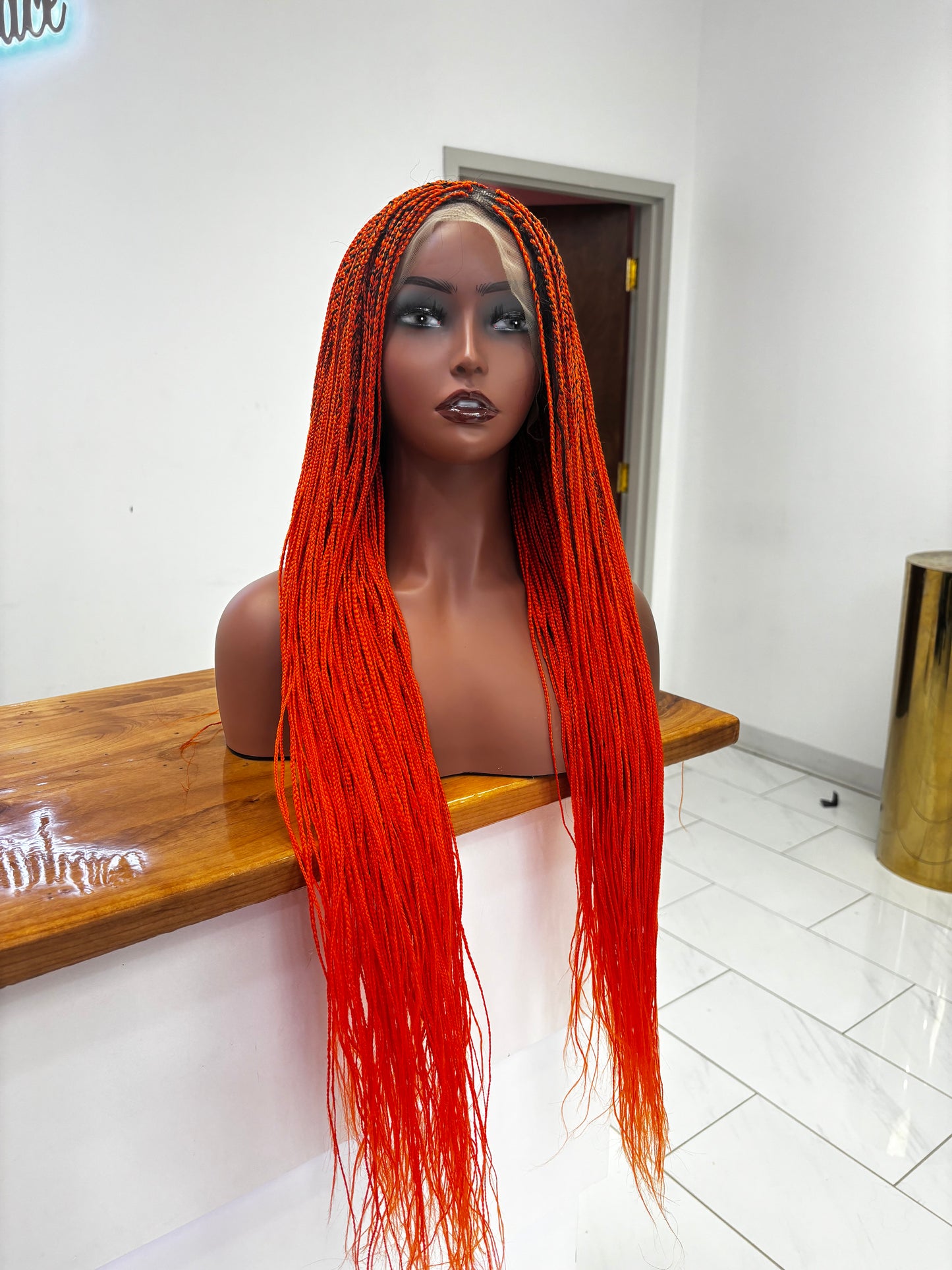 Red micro braids full lace