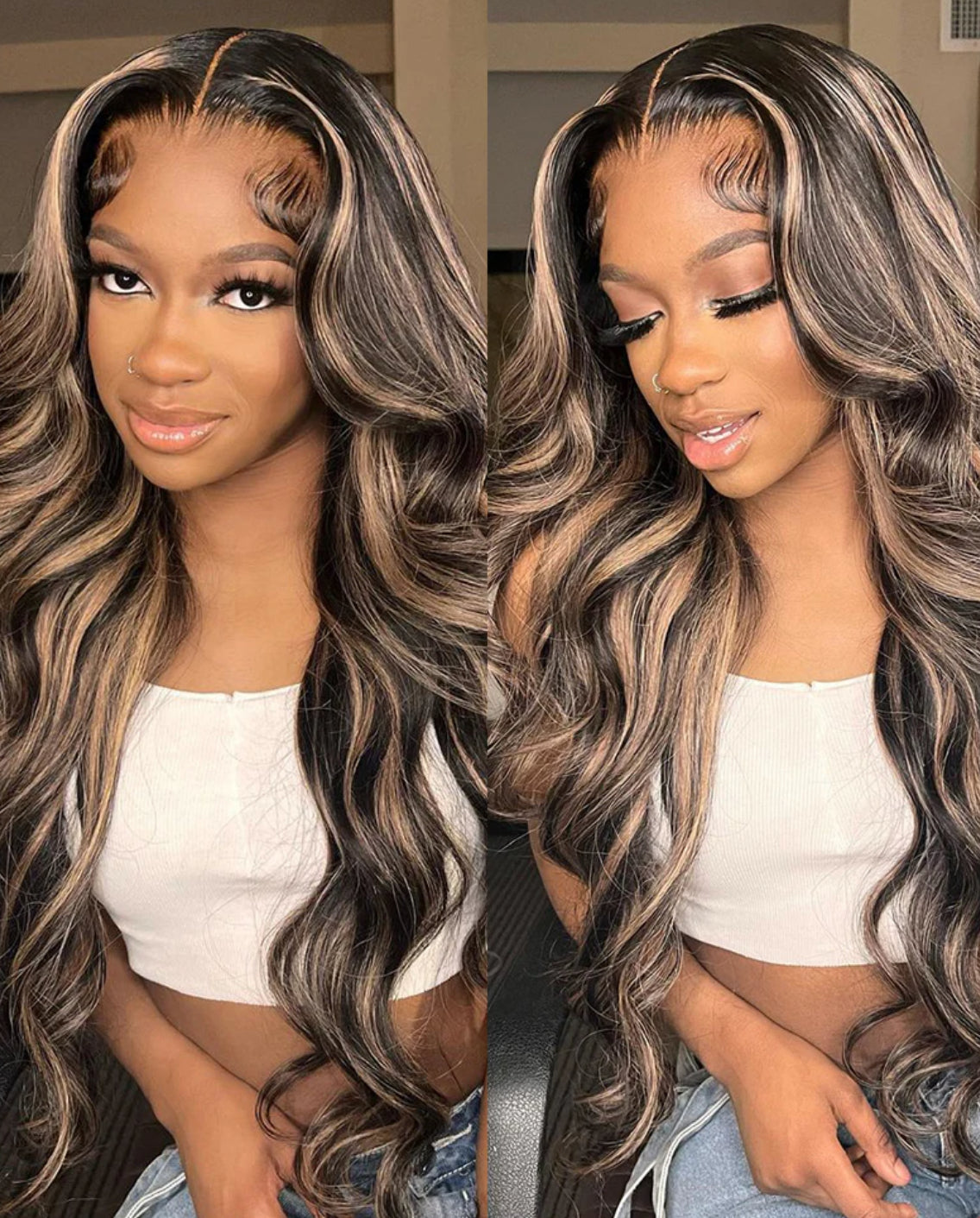 Hd body wave highlights wigs