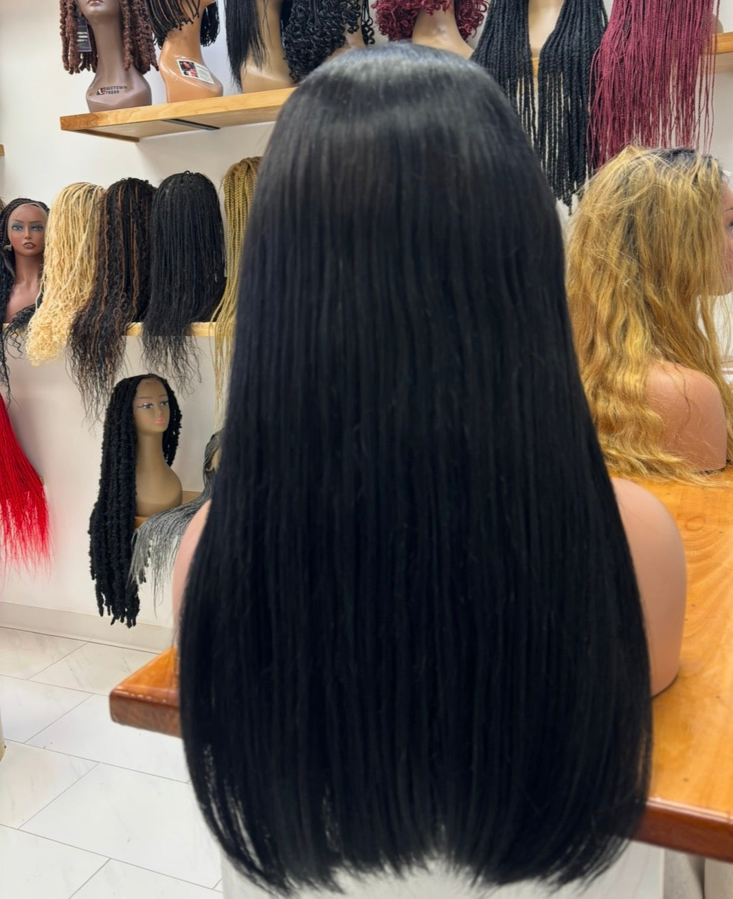 Glueless black human hair wig