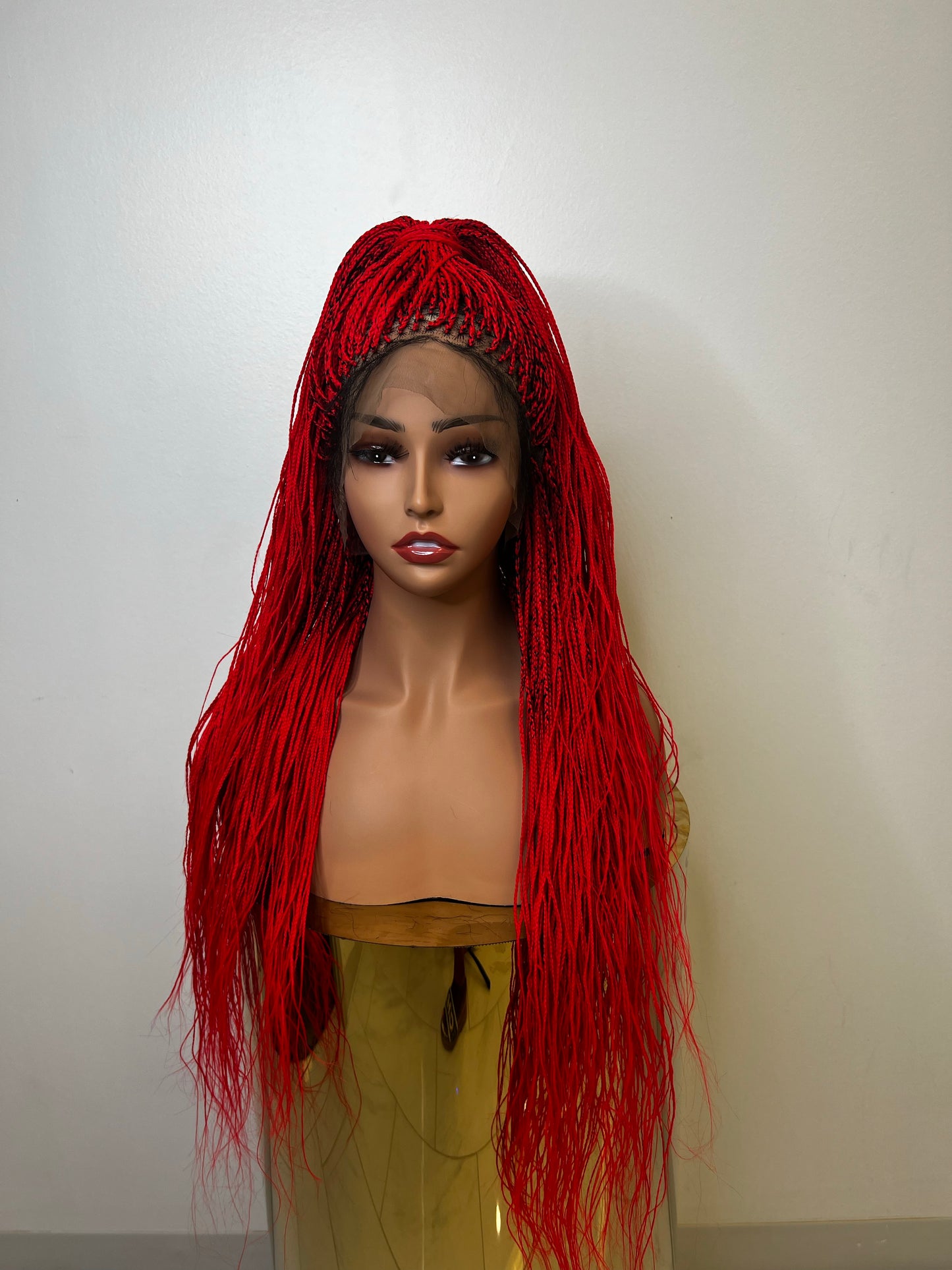 Full lace red micro braids