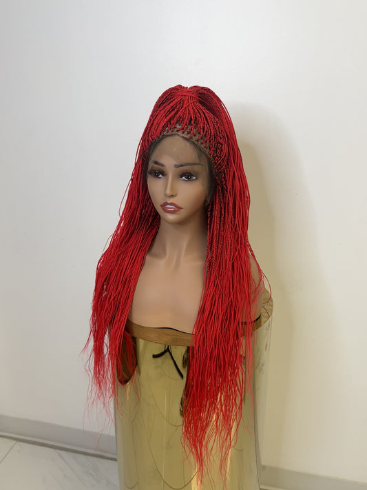 Full lace red micro braids
